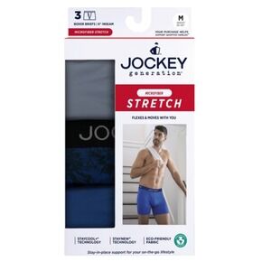 Jockey Generation Mens 3 Pack Microfiber Stretch Boxer Briefs Blue Gray Medium M